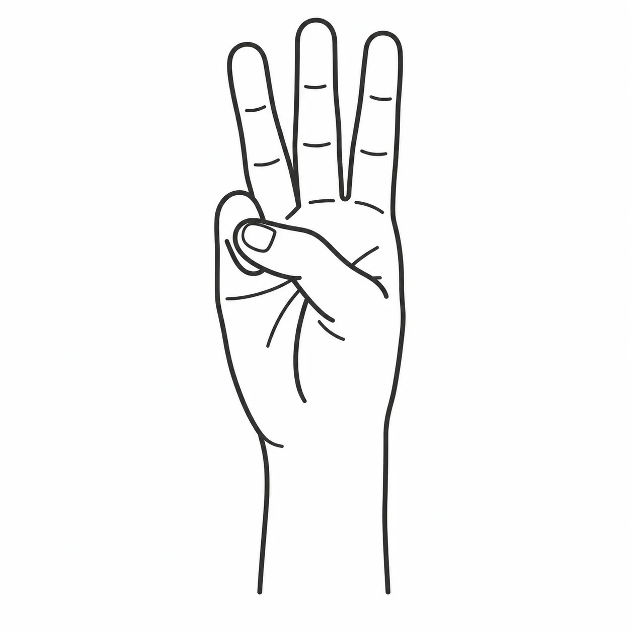 ASL letter W handshape